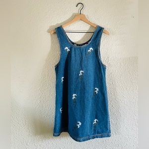 Vintage y2k denim embroidered mini dress